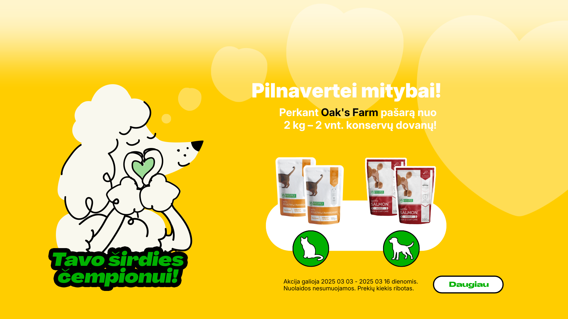 Perkant Oak's Farm pašarą nuo 2 kg – 2 vnt. konservų dovanų