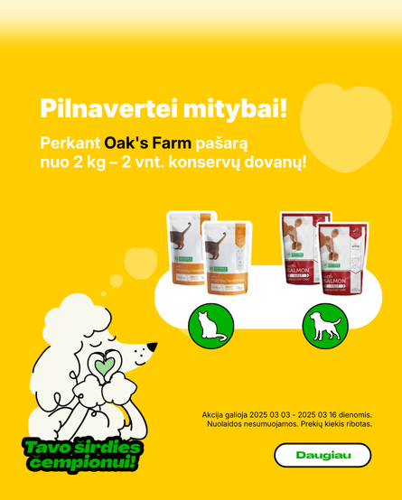 Perkant Oak's Farm parašą nuo 2 kg, dovanų konservai: 