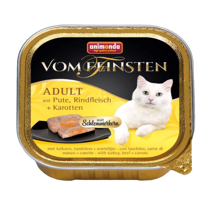 ANIMONDA Vom feinsten schlemmerkern suaugusių kačių konservuotas pašaras su kalakutiena, jautiena ir morkomis 