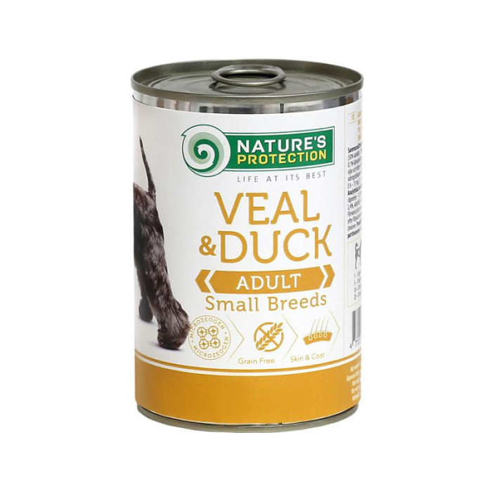 NATURE'S PROTECTION Dog Adult Small Breed Veal and Duck Konservuotas pašaras šunims 