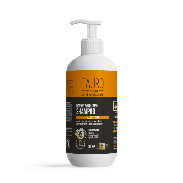 TAURO PRO LINE Ultra Natural Care šampūnas maitinantis šunų ir kačių kailį bei odą 