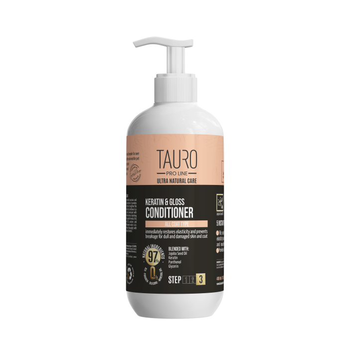 TAURO PRO LINE Ultra Natural Care kondicionierius su keratinu šunų ir kačių kailio priežiūrai 