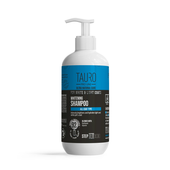 TAURO PRO LINE Ultra Natural Care šampūnas šviesinantis šunų ir kačių baltą ir šviesų kailį 