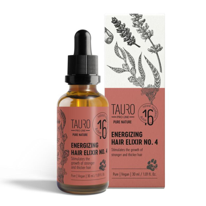 TAURO PRO LINE Pure nature Energizing Elixir No. 4 eliksyras šunų ir kačių kailio augimui skatinti 