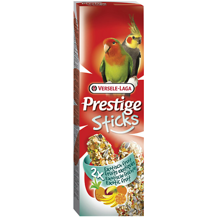 VERSELE LAGA PRESTIGE STICKS didžiųjų papūgų gardėsiai su mango vaisiais ir erškėtuogėmis 