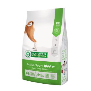 NATURE'S PROTECTION visų veislių suaugusių aktyvių šunų sausas pašaras su paukštiena ir kriliu 4 kg x 2