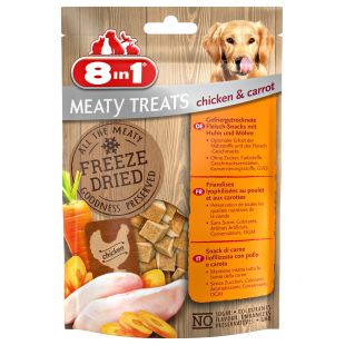 8IN1 šunų pašaro papildas - skanėstai, liofilizuota vištiena ir morkos 50 g