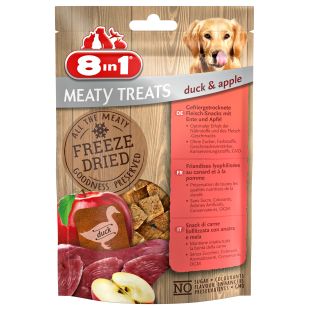 8IN1 šunų pašaro papildas - skanėstai, liofilizuota antiena ir obuoliai 50 g