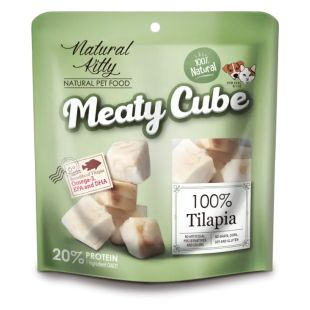 NATURAL KITTY šunų ir kačių pašaro papildas-skanėstas, garinta tilapija 60 g