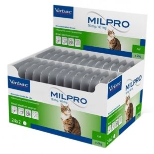 MILPRO 16mg/40mg, dengtos tabletės katėms 1 tabletė