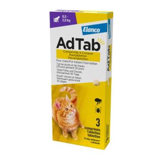 ADTAB kramtomosios tabletės 0,5-2kg svorio katėms 12 mg 1 tabletė